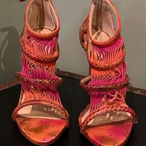 Alexandre Birman Pink and Orange Cutout High Heel Sandals
